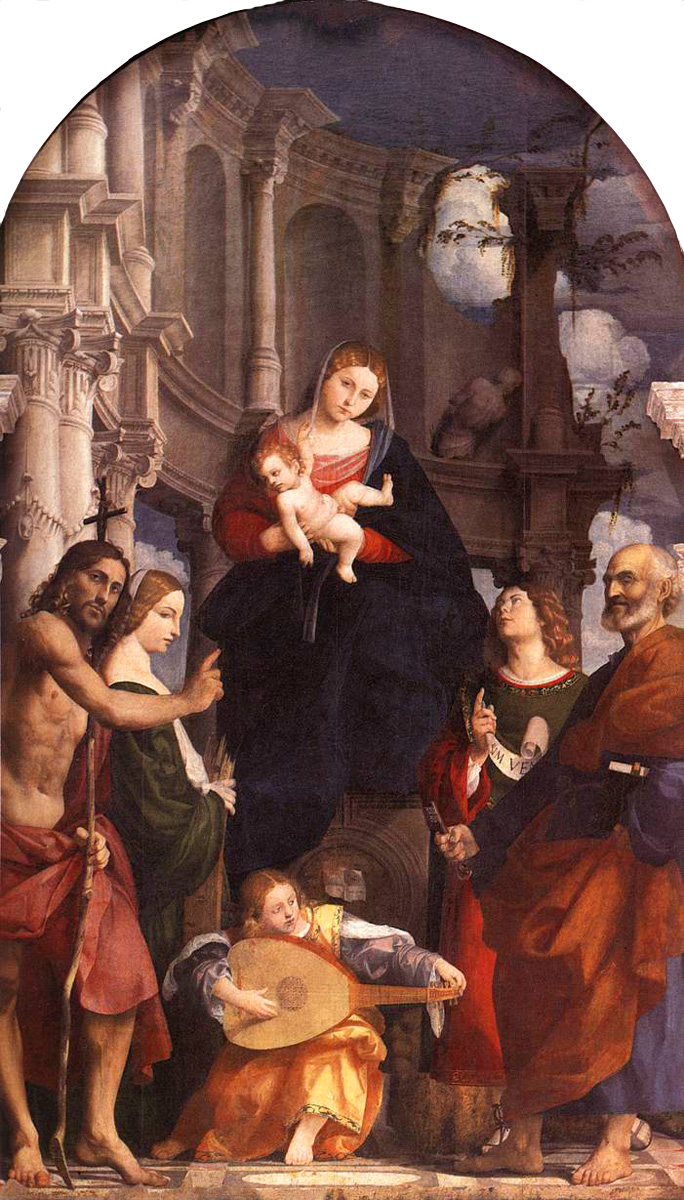 madonna and child enthroned with saints